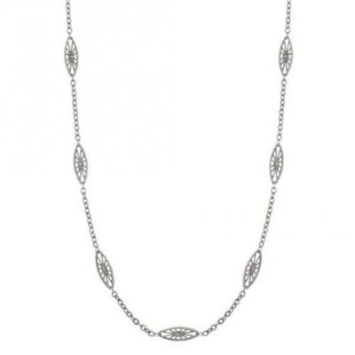 Silver Tone Filigree Ladies Long Opera Necklace 17649.JPG